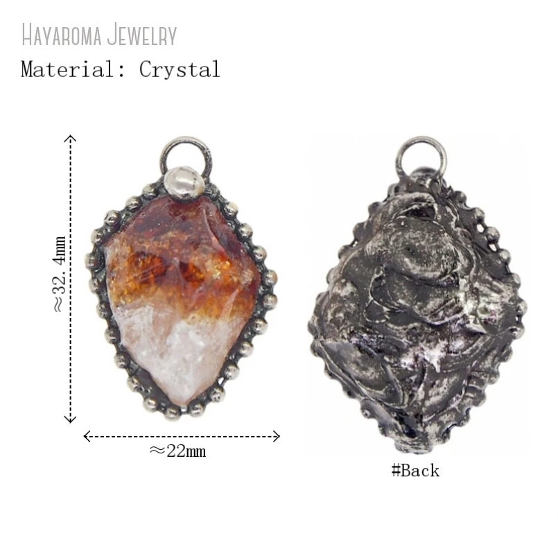 10pcs Citrine Crystal Necklace Pendant Natural Gemstone Talisman Witch Wicca Boho Gothic Punk Y2K Jewelry Charm