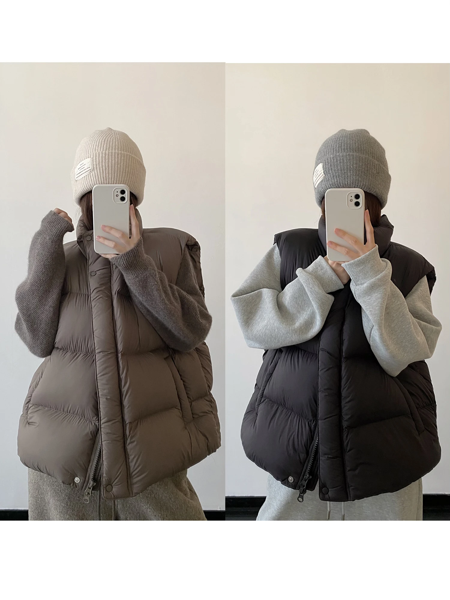 

Легкий пуховый жилет для женщин на осень-зиму: комфортный, теплый, с воротником-стойкой, на молнии, без ощущения давления.