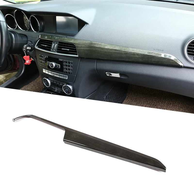 Car Interior Central Protection Panel Cover Trim ABS For Mercedes Benz C Class W204 2010-2013 Black Wood Grain  Accessory 1 Pcs