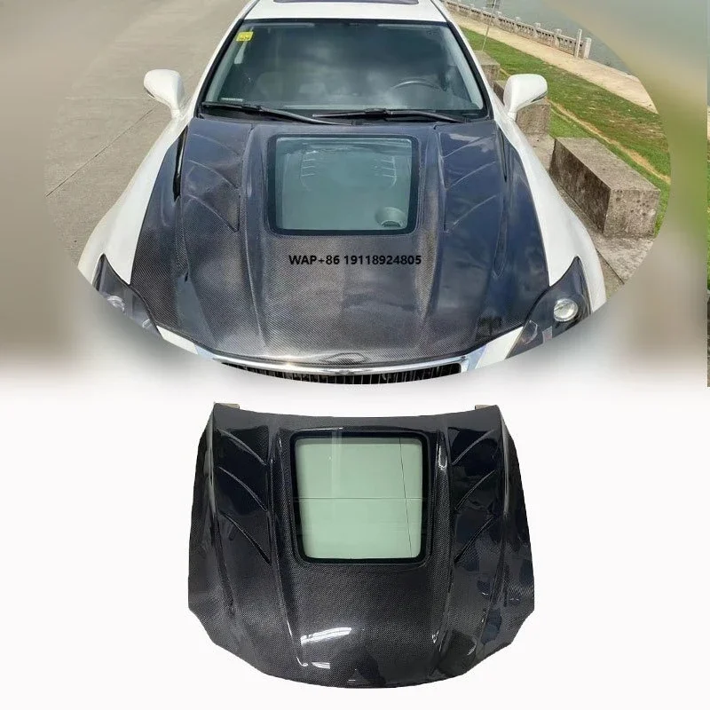 

Transparent Glass Carbon Fiber High Quality Black Screw-On Hood Cover for IS250 IS300 IS350 1999-2005 Car Engine New