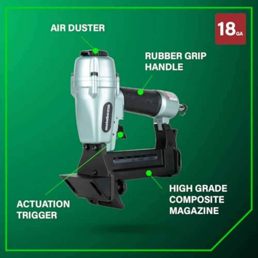 Grapadora neumática profesional para suelos de madera dura de calibre 18 con grapas 1/4