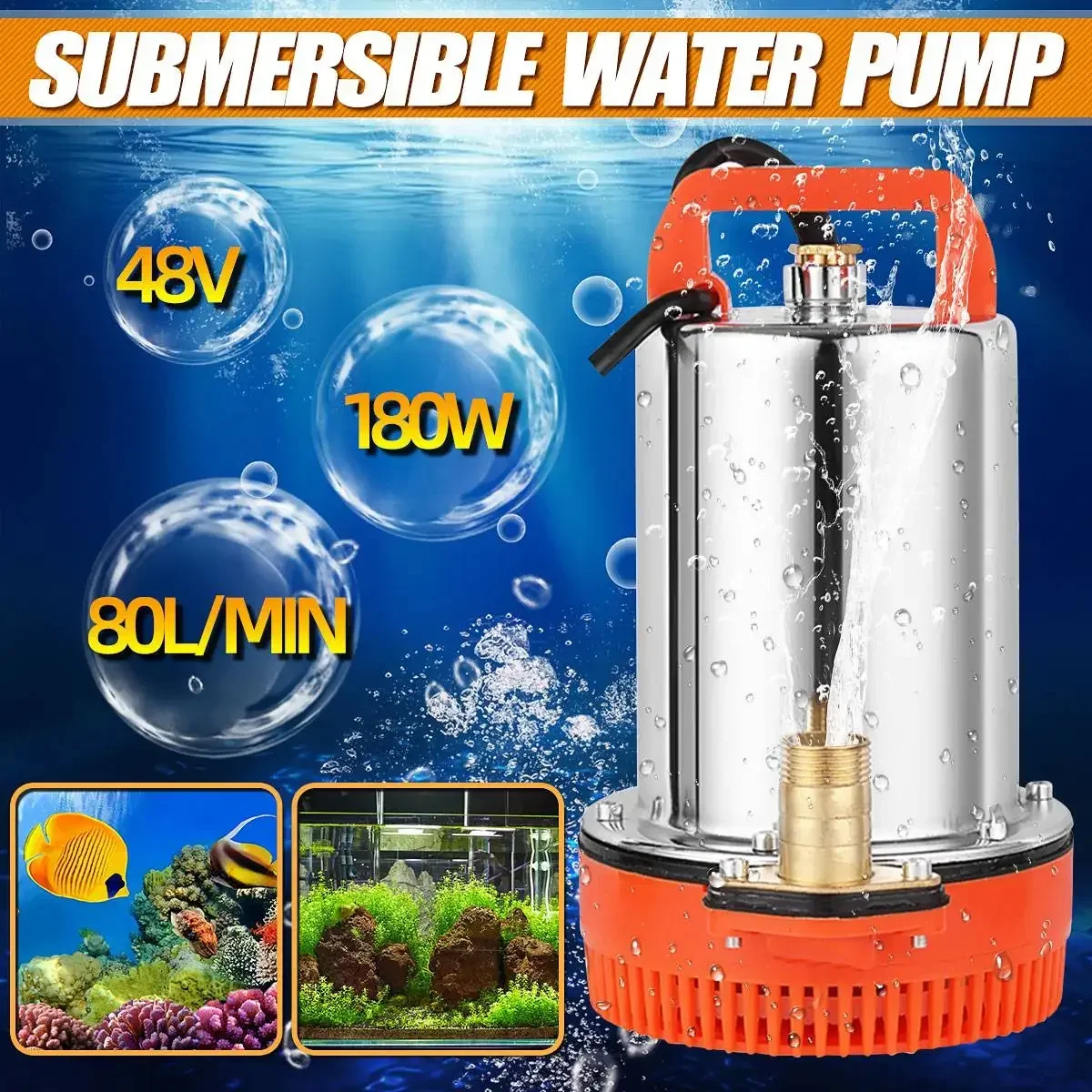 

180W Submersible Clean Dirty Water Pump 1.5HP Swimming Pool Deep Well Pump Agricultural Irrigation 7M