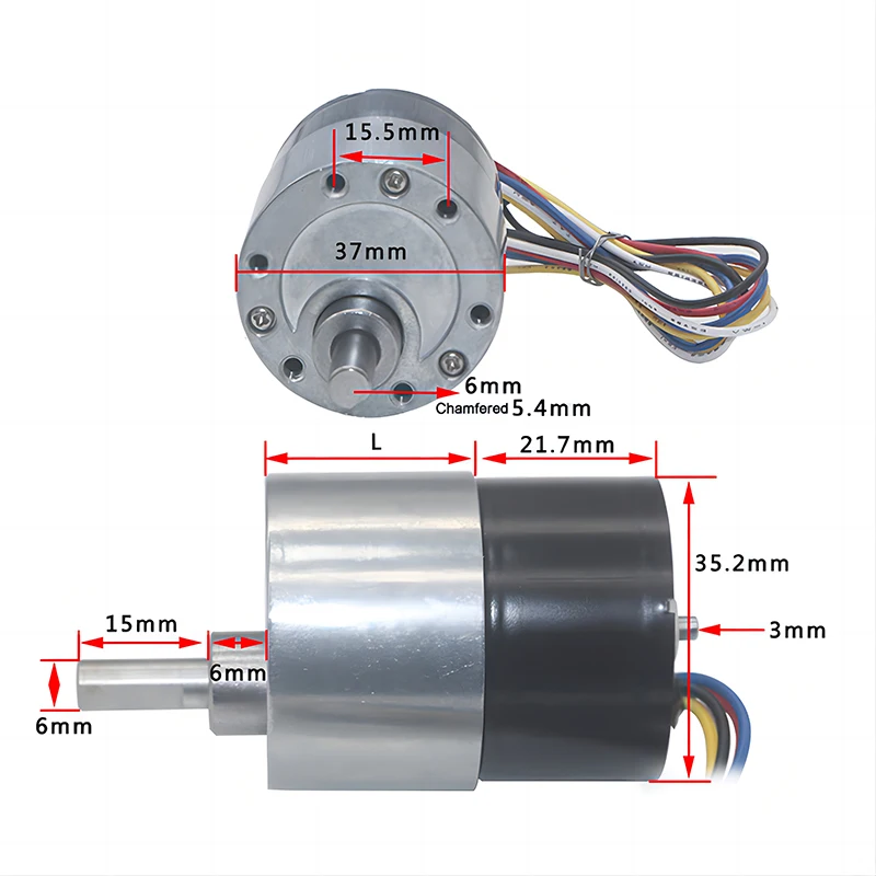 DC Motor 12V Low noise Long life Large Torque Positive and negative Brushless DC Gear Motor JGB37-3525 -12 BLDC Geared Motors