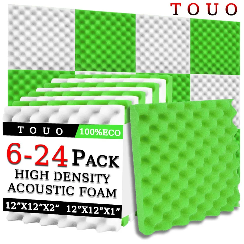 

TOUO Acoustic Foam 6/12/24 Pcs Egg Trough High Density Soundproof Foam Music Studio Acoustic Treatment Wall Soundproofing