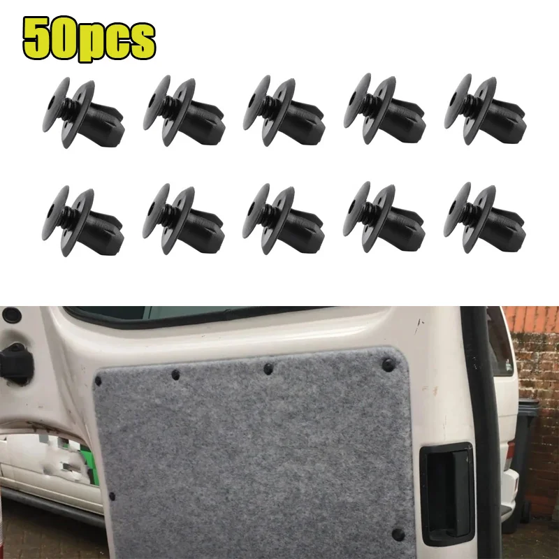 50Pcs Auto Fastener Trim Panel Lining Clips 9mm Hole For VW Volkswagen T4 T5 Transporter Eurovan Car Plastic Rivets