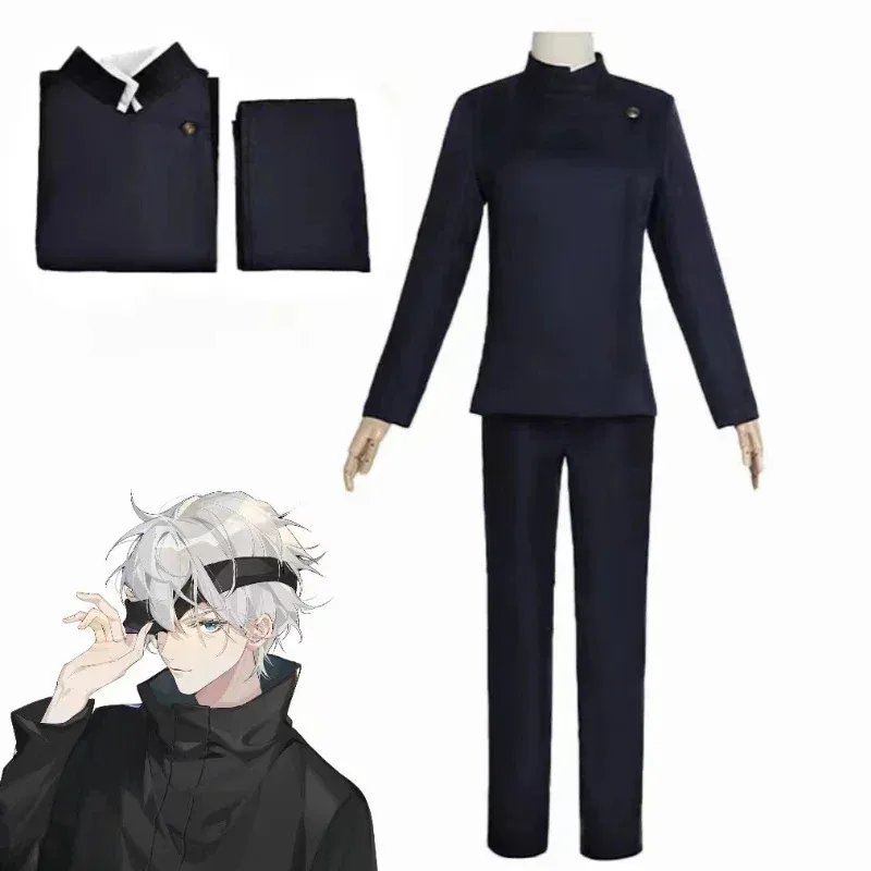 

Anime Jujutsu Kaisen Gojo Satoru Cosplay Costume Glasses High School Uniform Wig Glass Suit Costume Men Adult Anime Clothes