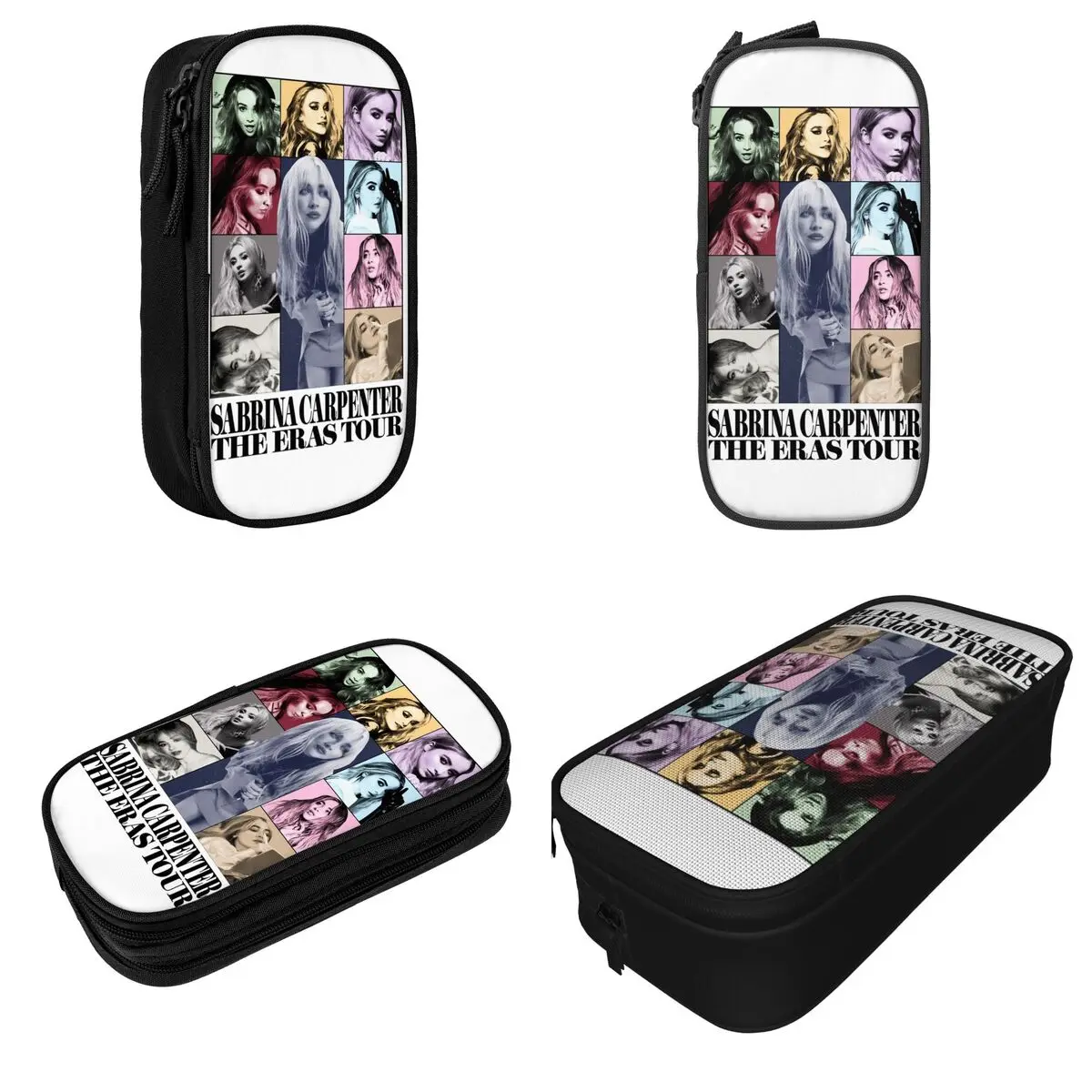 Imagem -02 - Grande Capacidade Pen Box para Meninas Sabrina Carpenter Eras Tour Acessórios Escolares Double Layer Pencil Case Papelaria Make up Bag