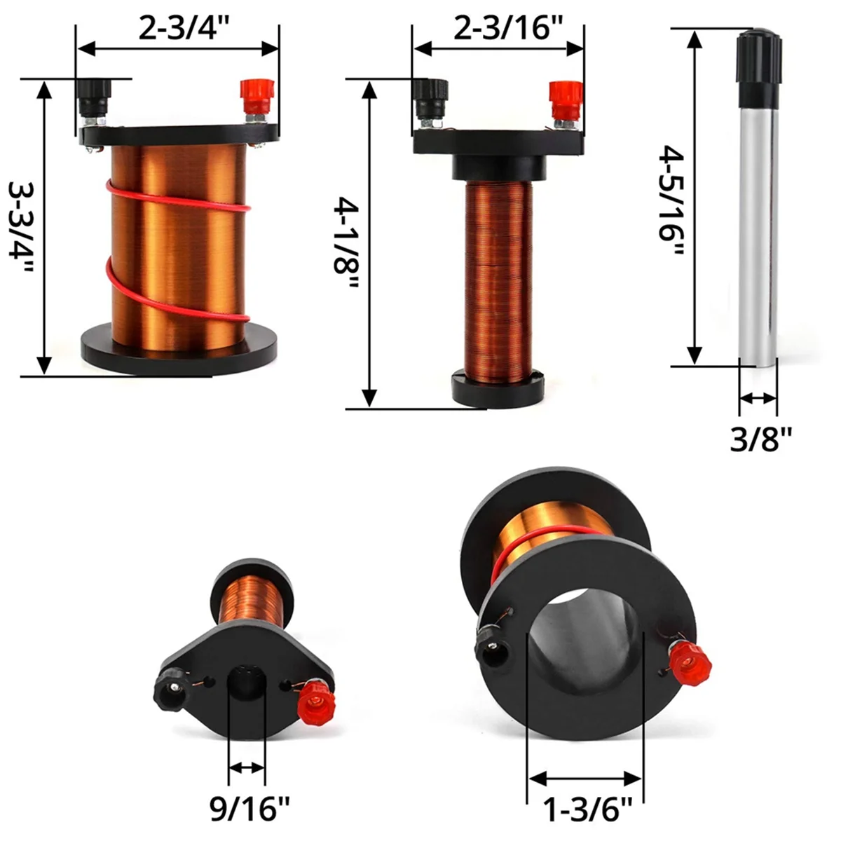 Demonstration Induction Coil with Primary Coil, Secondary Coil and Cylindrical Magnet for Physics Teaching