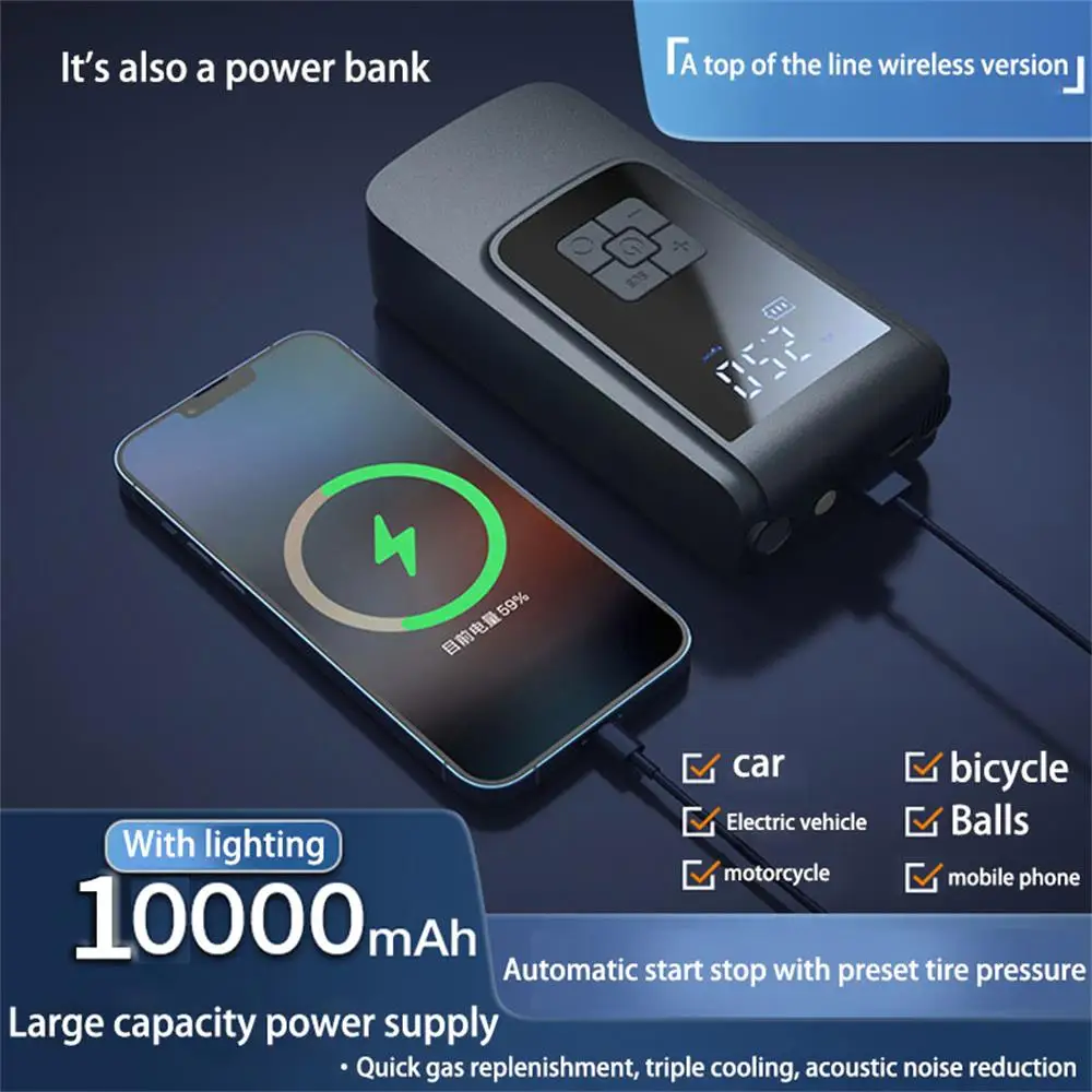 Wireless  Tire Inflator Pump - Portable Dual Power Digital  Compressor - Perfect Christmas Gift!