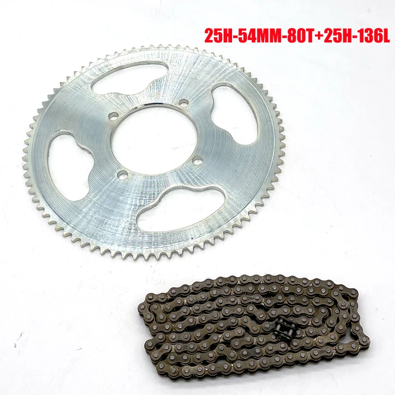 92T 80T 70T 68T 66T 65T 64T 55T 47T 25H 26mm 29mm 54mm Rear Sprocket 136L Chain For Mini Moto ATV Dirt Pit Pocket Bike 47CC 49CC