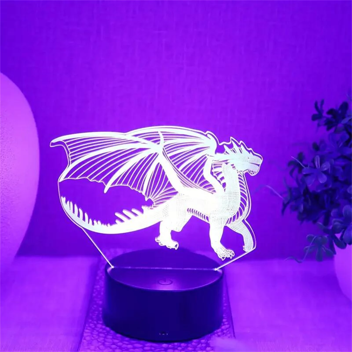 1pc  Fiery Dragon 3D Night Light, 3D Optical Illusion Lamp With Touch, 7-Color Changing Ambient Light For Bedroom