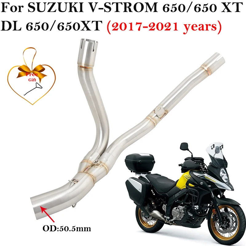

For Suzuki V-STROM 650/650 XT DL650 DL 650 XT 2017 - 2021 Motorcycle Exhaust Escape Muffler Mid Link Pipe Stainless Steel 51mm