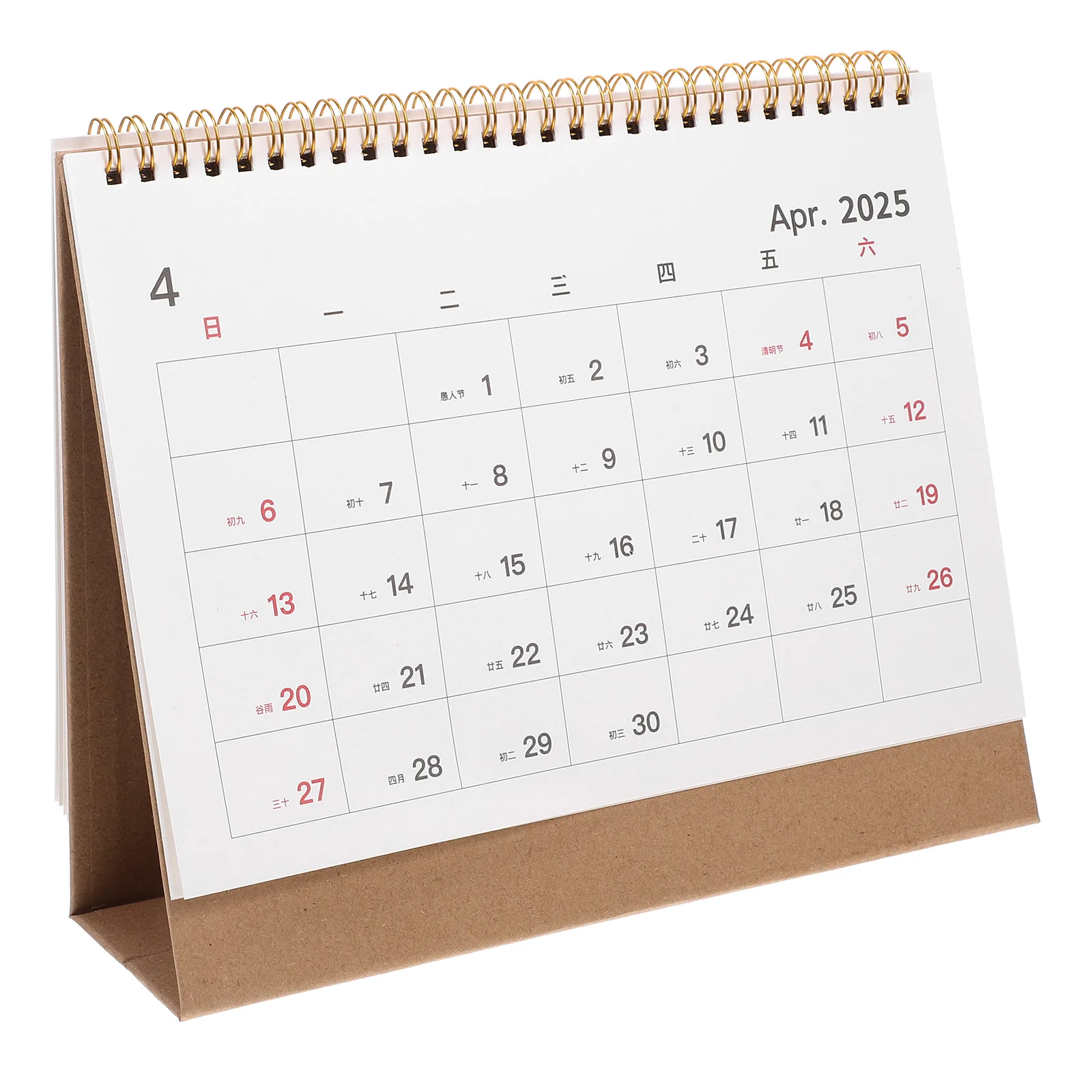 Calendário de mesa 2025 em pé Flip 2025 Calendário de mesa com design enrolado para programação mensal para escritório doméstico e sala de aula