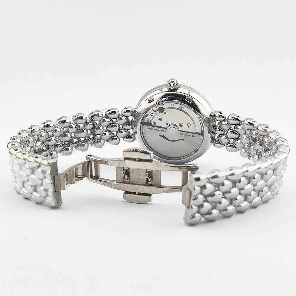 Jam tangan wanita kustom 32,3mm dengan mesin mekanis otomatis Miyota 8215, jam tangan wanita yang indah, hadiah jam tangan wanita.