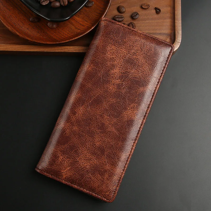 Men's Long Shaped PU Leather Bag Credit Card Wallet Men's Fashion Soft Thin ID Card Holder, Slim Small Cards Cases Holder Purse