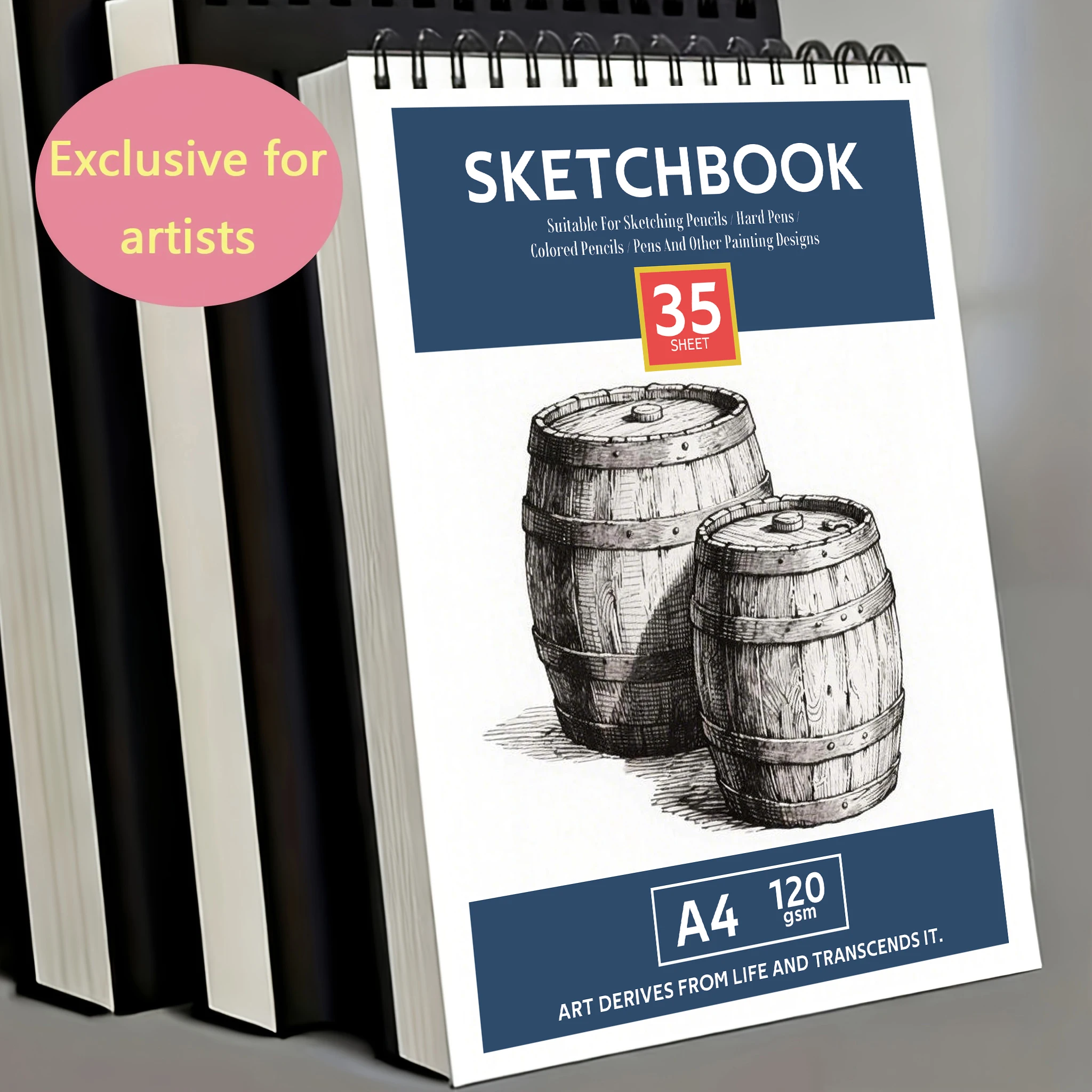 

Книга для рисования в спиральном переплете, 35 листов — пустая книга для рисования по 120 Г/м2 | Эксклюзивный коврик Artist для карандашей для рисования, твердых ручек и цветных карандашей