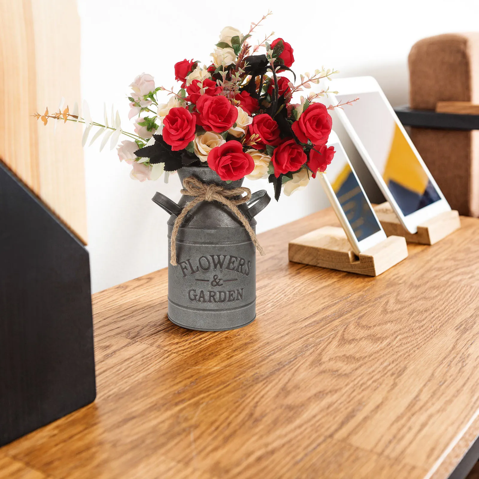 

3pcs Retro Flower Bucket Iron Vintage Decorative Vase For Home Garden Office Dried Flowers Arrangement Rural Style Metal Flower