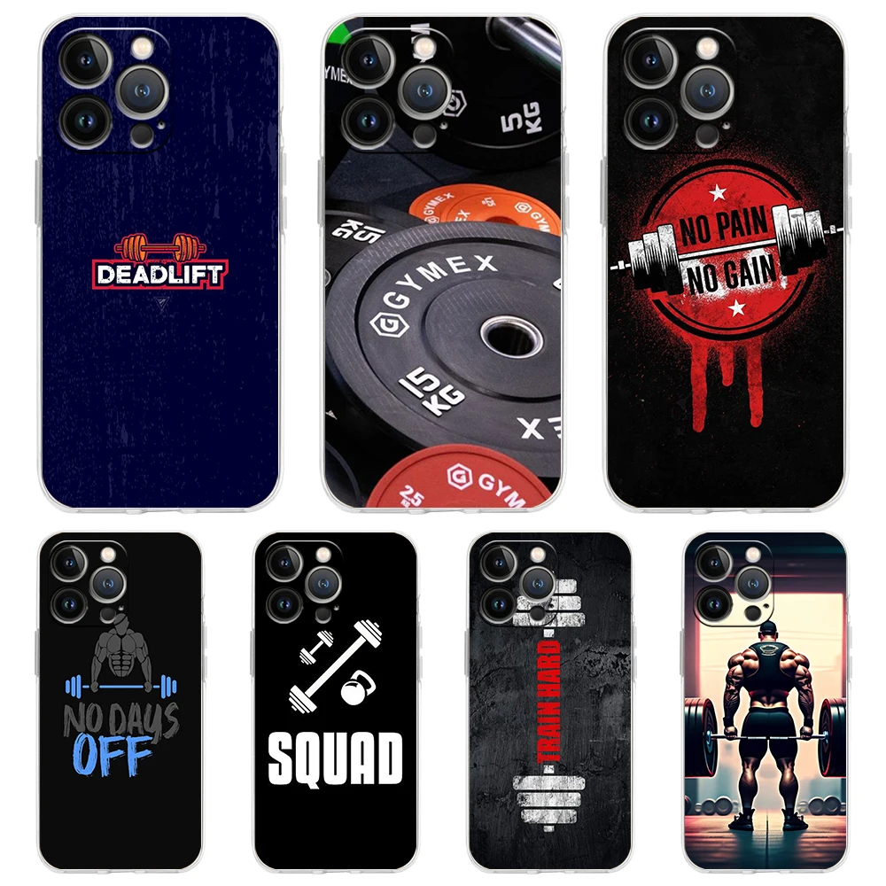 

Barbell Deadlift Fitness Phone Case for iPhone 16 15 14 13 12 Pro Max Transparent Soft for iPhone 11 Pro Max 7 8 Plus XS XR Bags