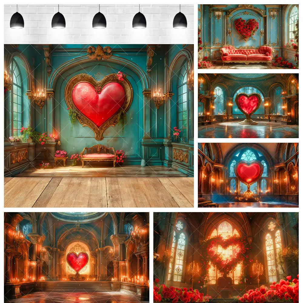 Valentine's Day Couple Romantic Anniversary Red Rose Church Vintage Rose Love Heart Background Custom Decor Aldult Photography