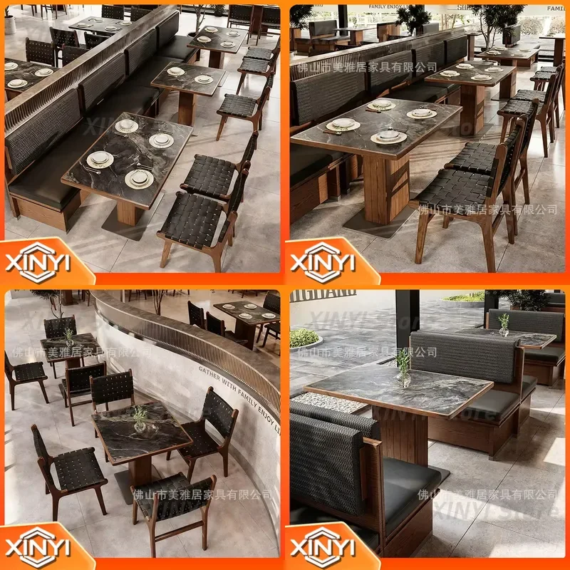 Restaurant Table and Chair Set for Modern Cafe Tea House Dining Room Booth Seating Custom Furniture for Commercial Use