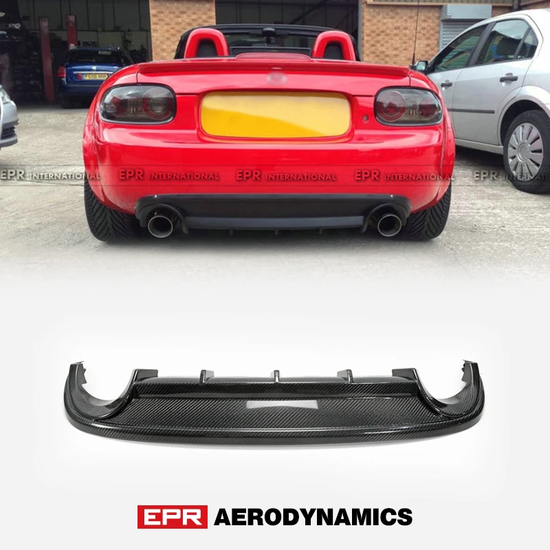 For Mazda MX5 Roadster Miata NC 1 2 3 SPT Style Carbon Fiber Rear Diffuser (Twin exhaust exit, for OEM bumper) Bumper Splitter