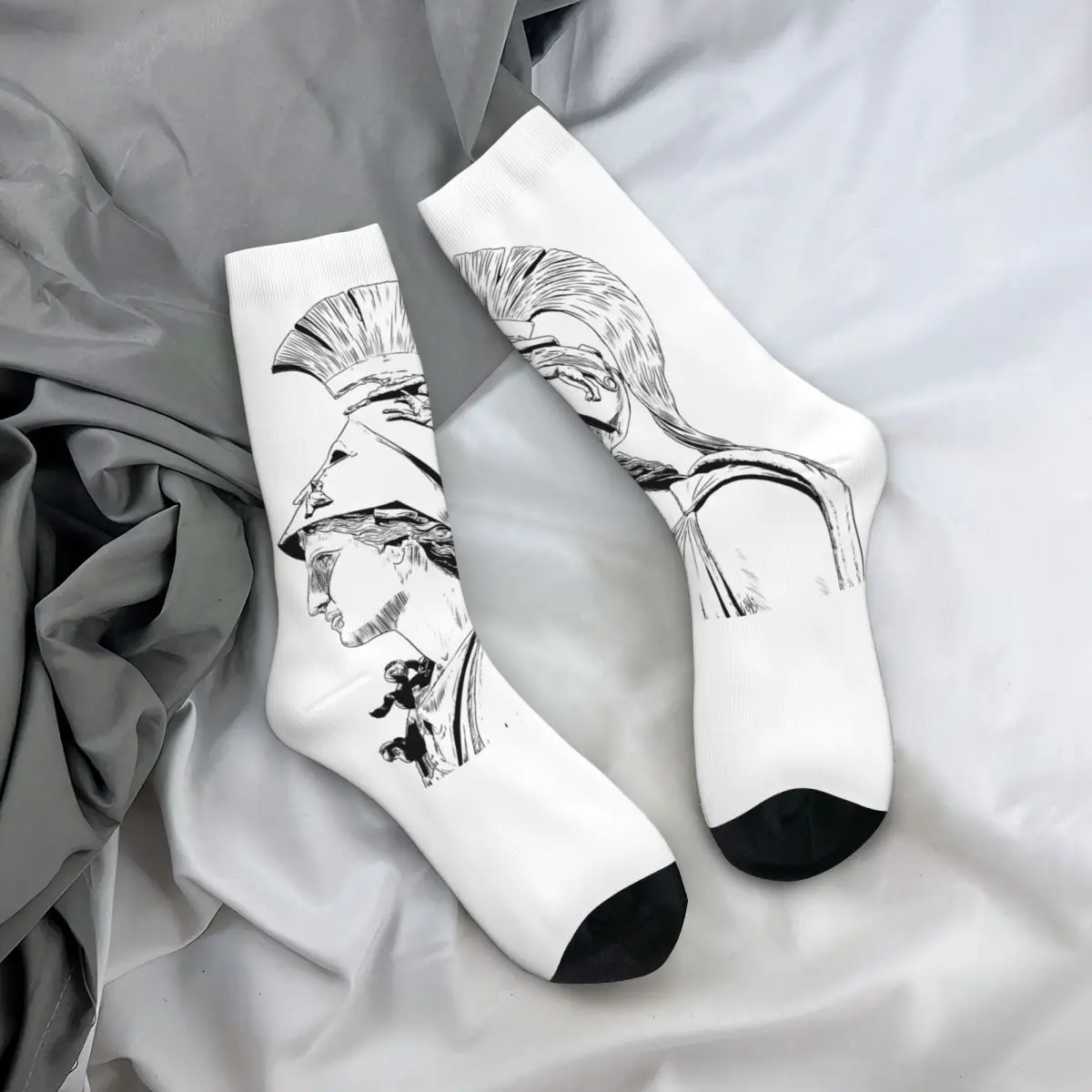 Funny Crazy Sock for Men Athena Hip Hop Harajuku Ancient Greek Goddess Happy Seamless Pattern Printed Boys Crew compression Sock