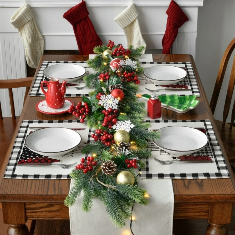 4 ชิ้น Placemats สำหรับเทศกาลอาหาร Place Mats เทศกาล Placemat ตาราง Mats สำหรับวันหยุดคริสต์มาส Dining Placemats