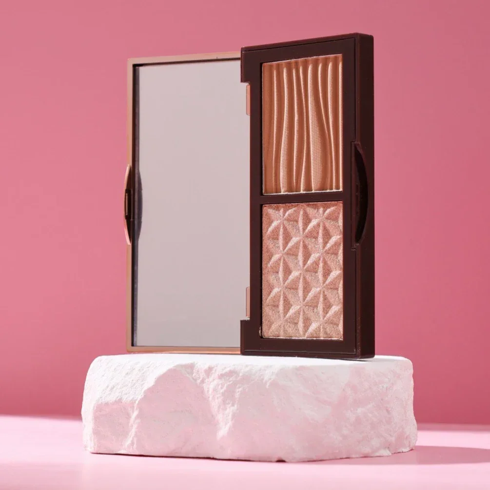 Two-color Highlight contour blusher Powder Plate Private Label Long-lasting Brighten Custom Logo Makeup Wholesale Cruelty Free