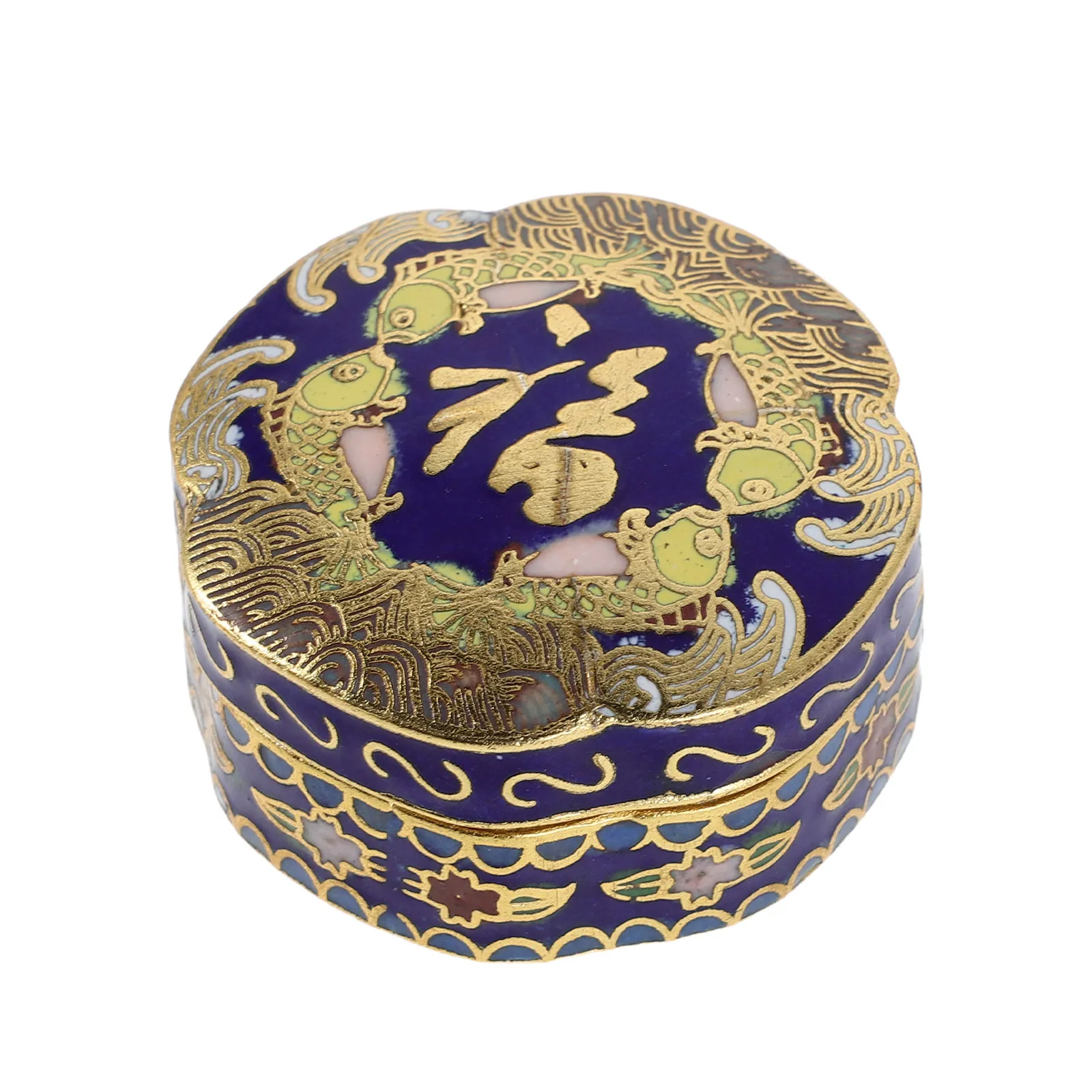 

Enamel Jewelry Box European Vintage Small Round Metal Trinket Chest Decorative Storage Chest for Rings Earrings Perfume Balm