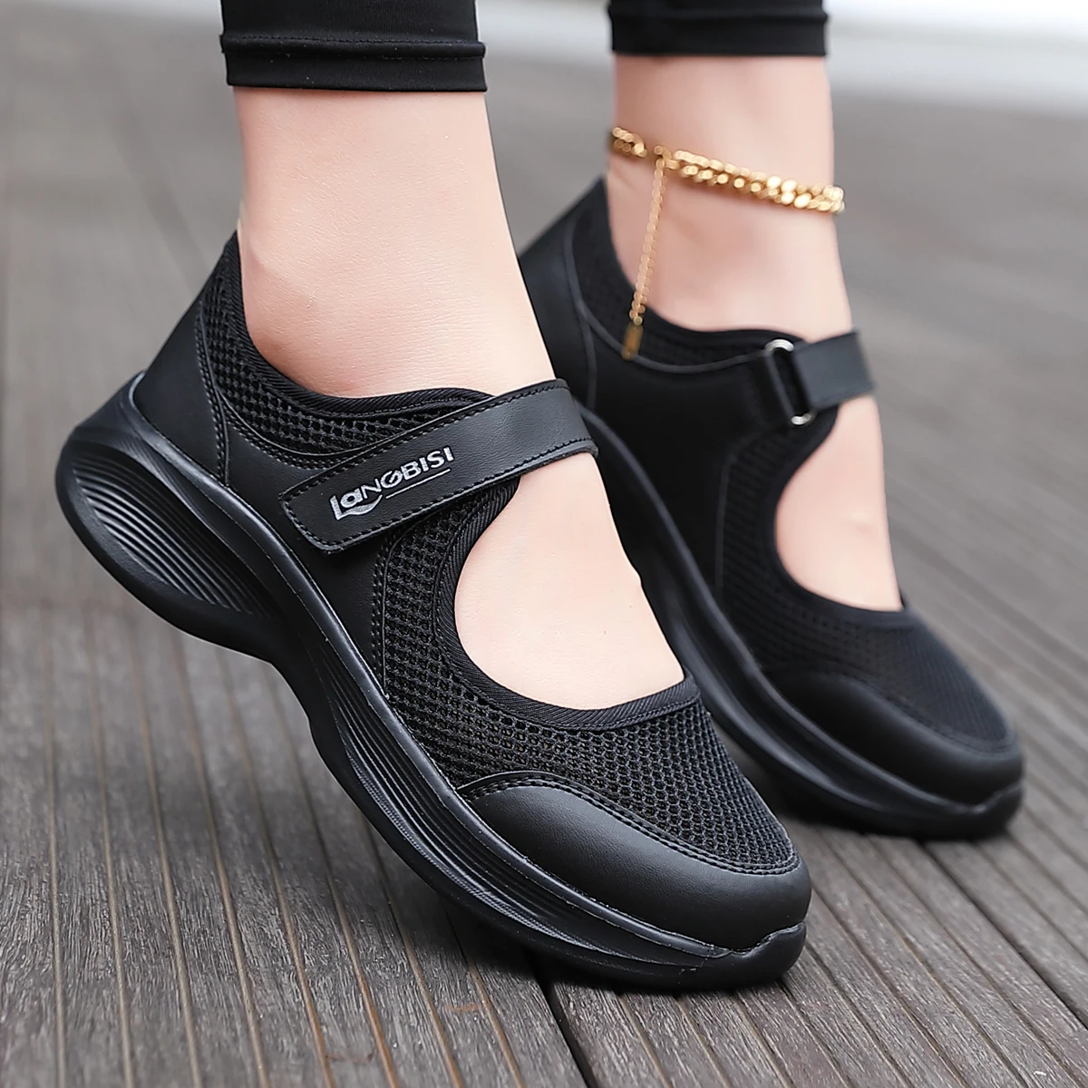 여성용 퓨어 블랙 간호사화, 캐주얼 슈즈, 통기성 운동 - Women'S Shoes Nursing 리뷰 및 가격