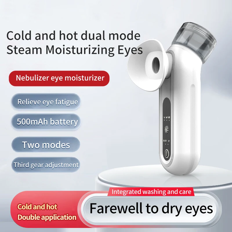 Cold and hot dual application nano-spray eye mist atomizer eye care device, handheld portable mini eye wash device for home use