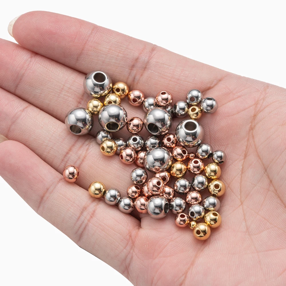 50/100pcs 316 Stainless Steel Spacer Bead For DIY Necklace  European Bracelet Jewelry Craft Making Supplies Accessories Material