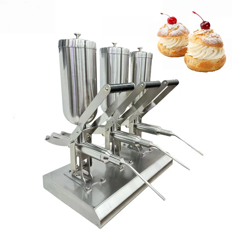 Commercial 15L Non-Electric Churro Filler With 3 Nozzles Manual Spanish Churros Cream Filling Machine For Bakeries