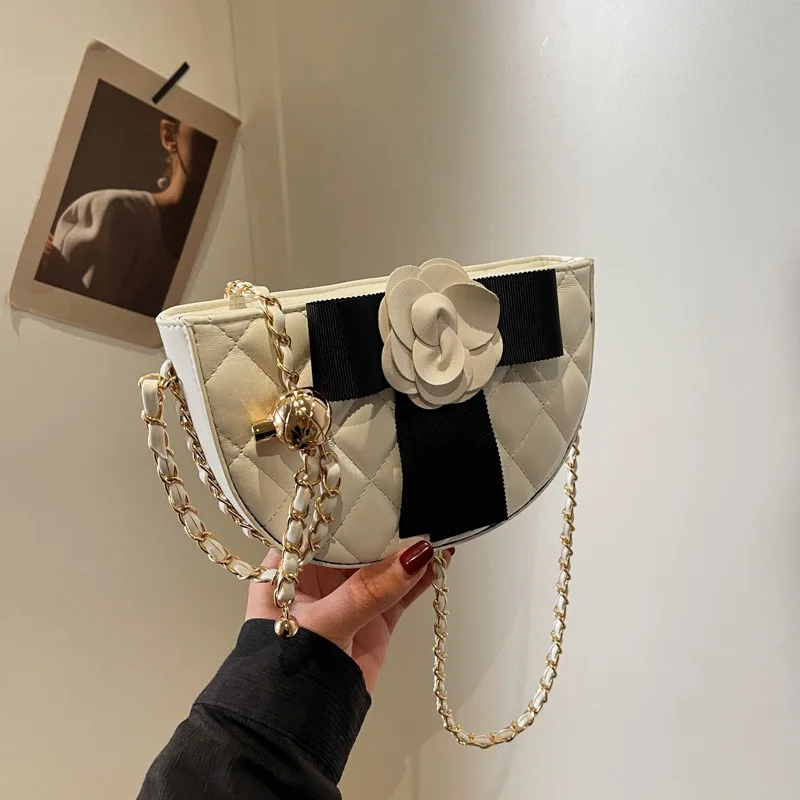 Bolso cruzado con cadena de rejilla de diamante para mujer, bandolera de lujo a la moda, para boda, tienda en línea, novedad de 2024