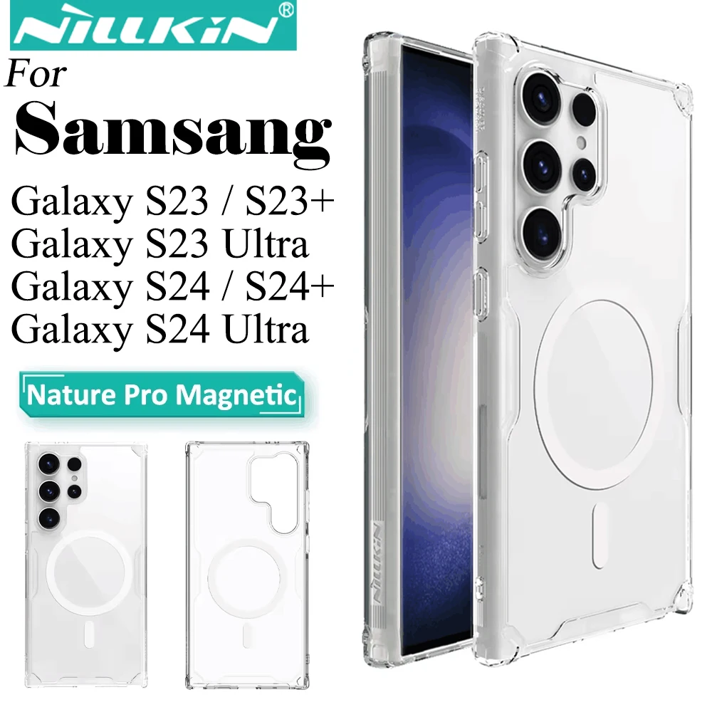 

Магнитный прозрачный чехол Nillkin для Samsung Galaxy S24 Ultra / S23 Ultra / S24 Nature Pro, чехол-рамка из ТПУ для Samsung S24 + S23