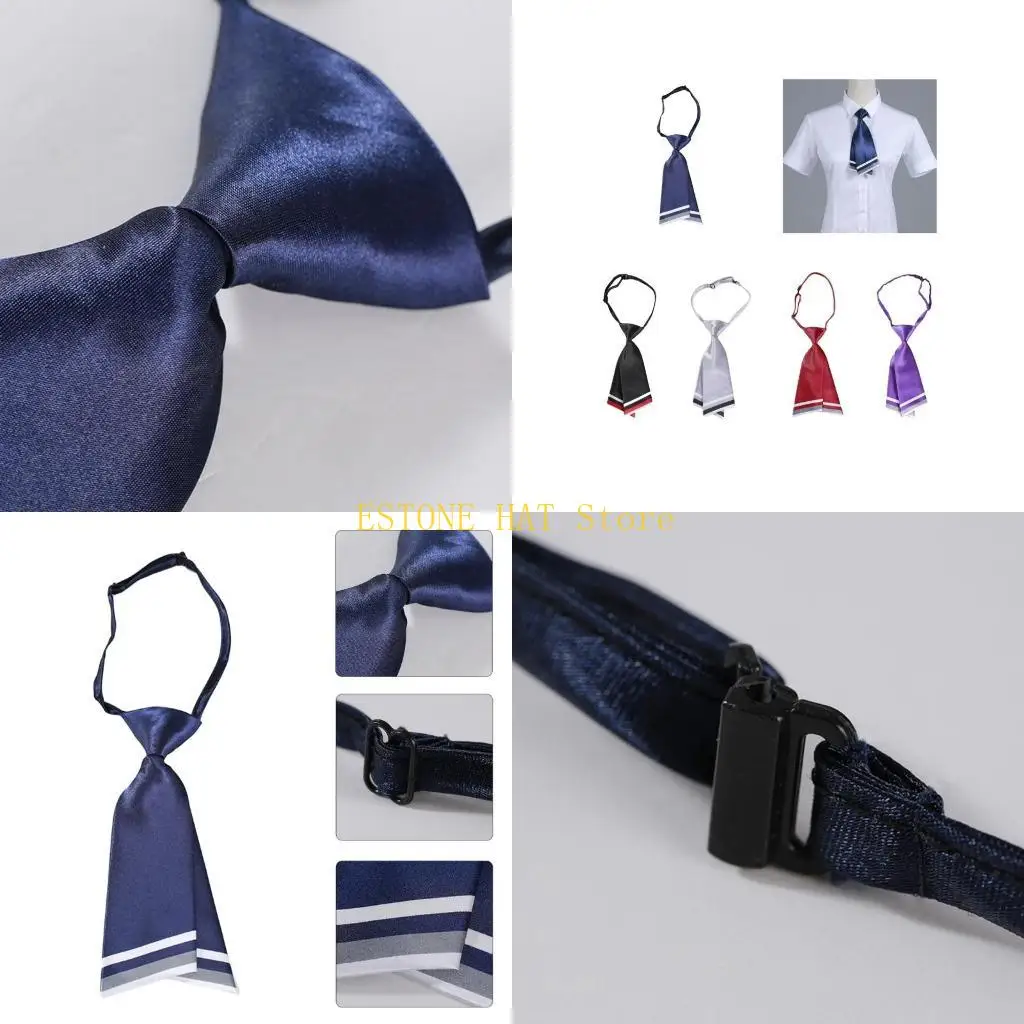 49MF Fashion Neckties for Taking Photo Women Men Casual Plain Necktie Double Layer Neckwear School Uniform Accessories