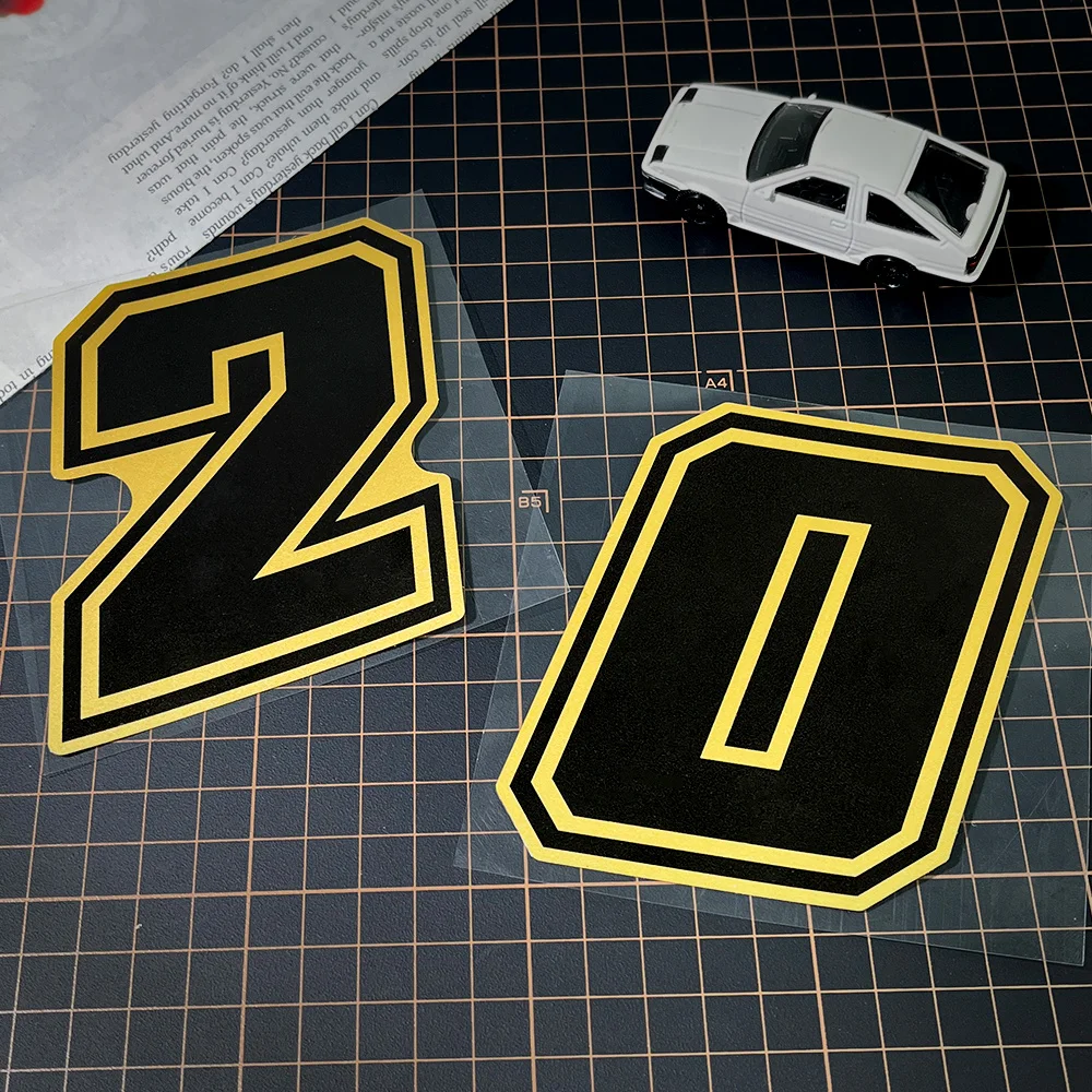 Gold Arabic Numerals Vinyl Sticker Self-adhesive Decal for Motorcycle Scooter Helmet Fuel Tank Fairing DIY Decor