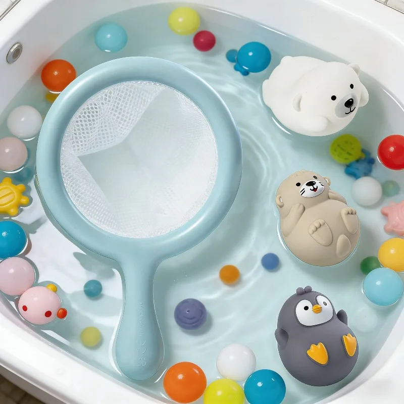 Juguete de juego de agua para baño para niños, bonito juego de pesca con red de animales, no se hunde, juguete de compañero de baño para bebé, interacción entre padres e hijos