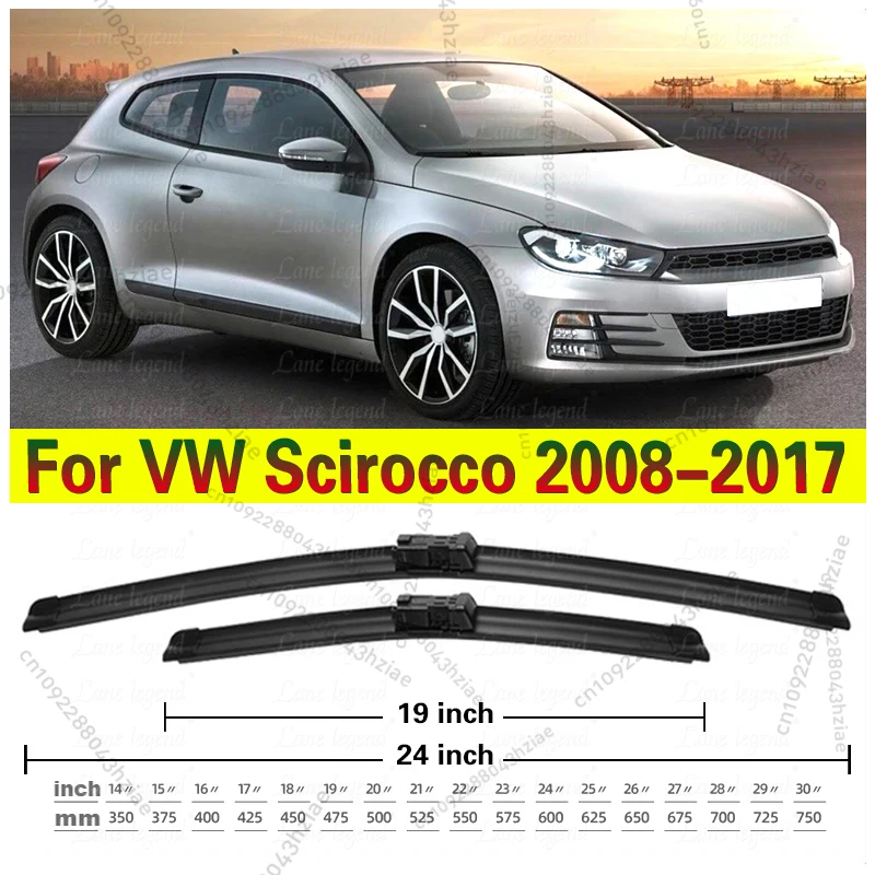Für VW Scirocco 2008–2017, Frontscheibenwischerblätter, 2 x Windschutzscheiben-Fenster-Zubehör, 2009, 2010, 2011, 2012, 2013, 2014, 2015 2016