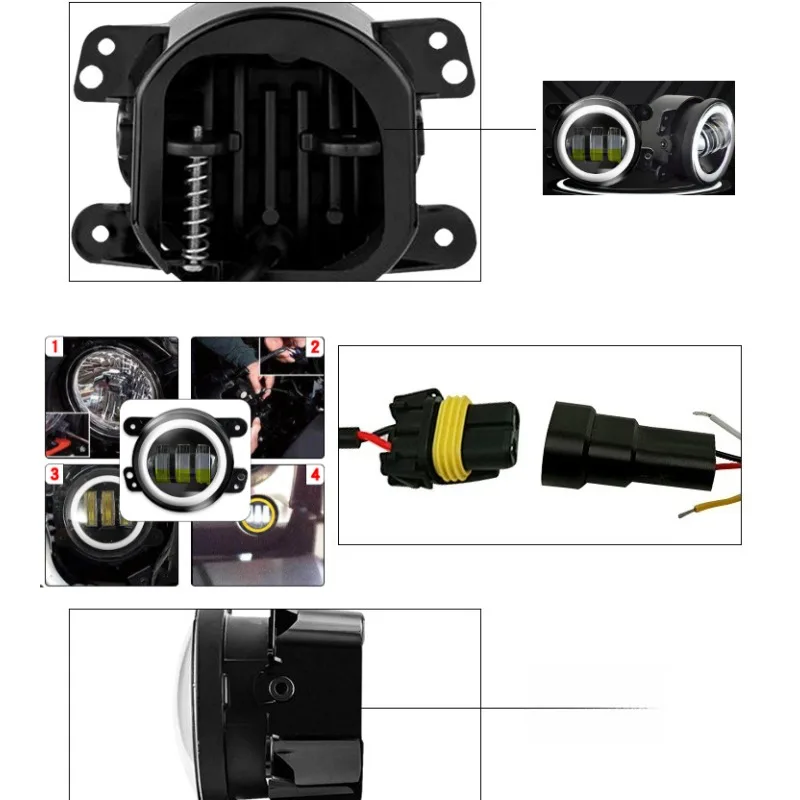 

Для Jeep Wrangler 12V Dodge Off-road 4x4 бампер 3,5 дюйма белый янтарный Halo дневные ходовые огни автомобиля передние DRL круглые светодиодные противотуманные фары