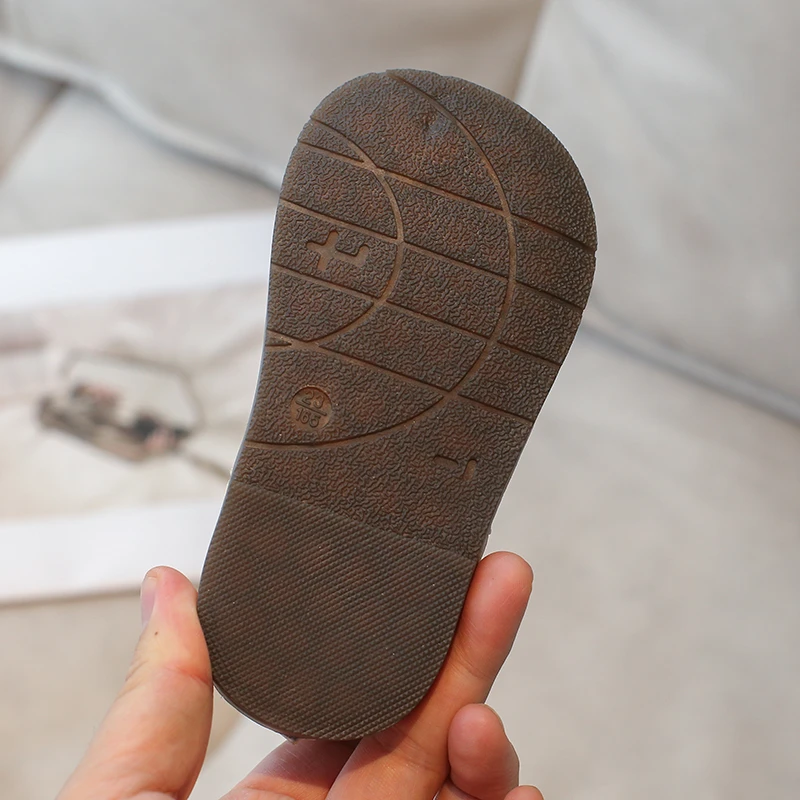 Mode Kinder Lederschuhe beige runder Kopf Hase Leder Jungen Mädchen Freizeit schuhe 0-7 Jahre alt weiches Kind Baby Einzels chuhe