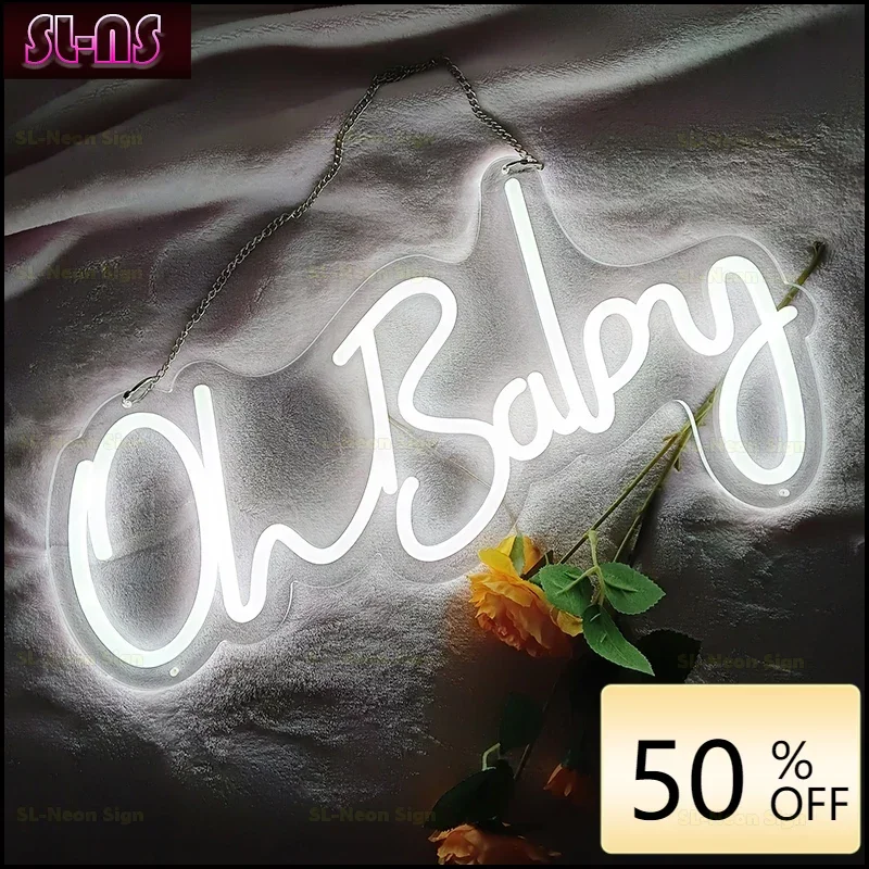 

Led Neon Sign Oh Baby 48x26cm Led Light Party Flex Transparent Acrylic Oh Baby Neon Light Sign Wedding Party Decoration