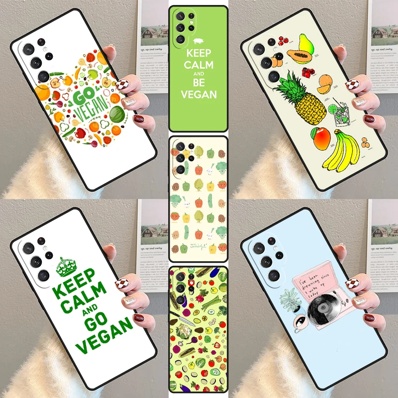 Vegetarian GO VEGAN LOVE VEGGIE Phone Case For Samsung Galaxy S23 S21 S20 FE S24 S22 Ultra Note20 S10 S9 S8 Plus Silicone Cover