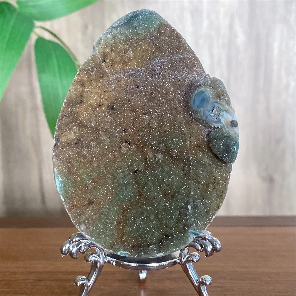 Natural Colourful  Amethyst Geode Eggs Raw  Quartz Cluster Healing Crystal Specimen Energy Mineral Gifts Home Decoration +Stand