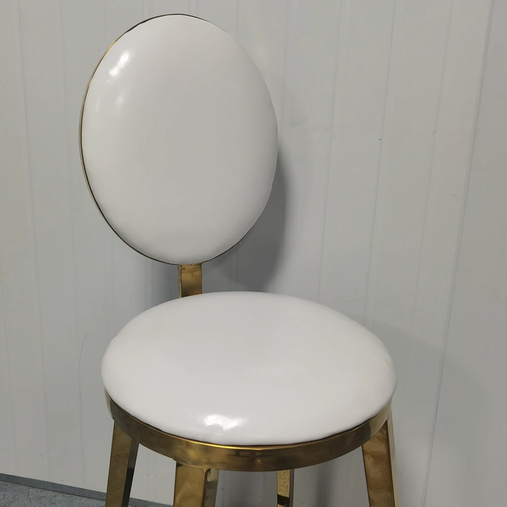 

8pcs/lot Hotel Furniture Elegant White Velvet PU Gold Barstool High Bar Chair Luxury Wedding