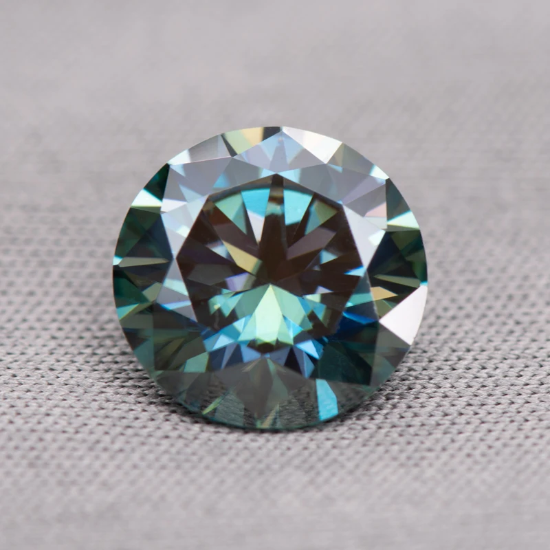 

Moissanites Stone Round Cut Rainbow Blue Color Top Quality Eight Hearts and Eight Arrows Gemstones with Certificate