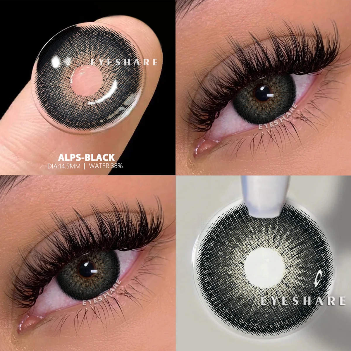EYESHARE Schwarze Linsen mit großen Augen, natürliche Farbkontaktlinsen, blaue Augenlinse, graue Schönheit, jährliche, grüne farbige Augenkontaktlinsen