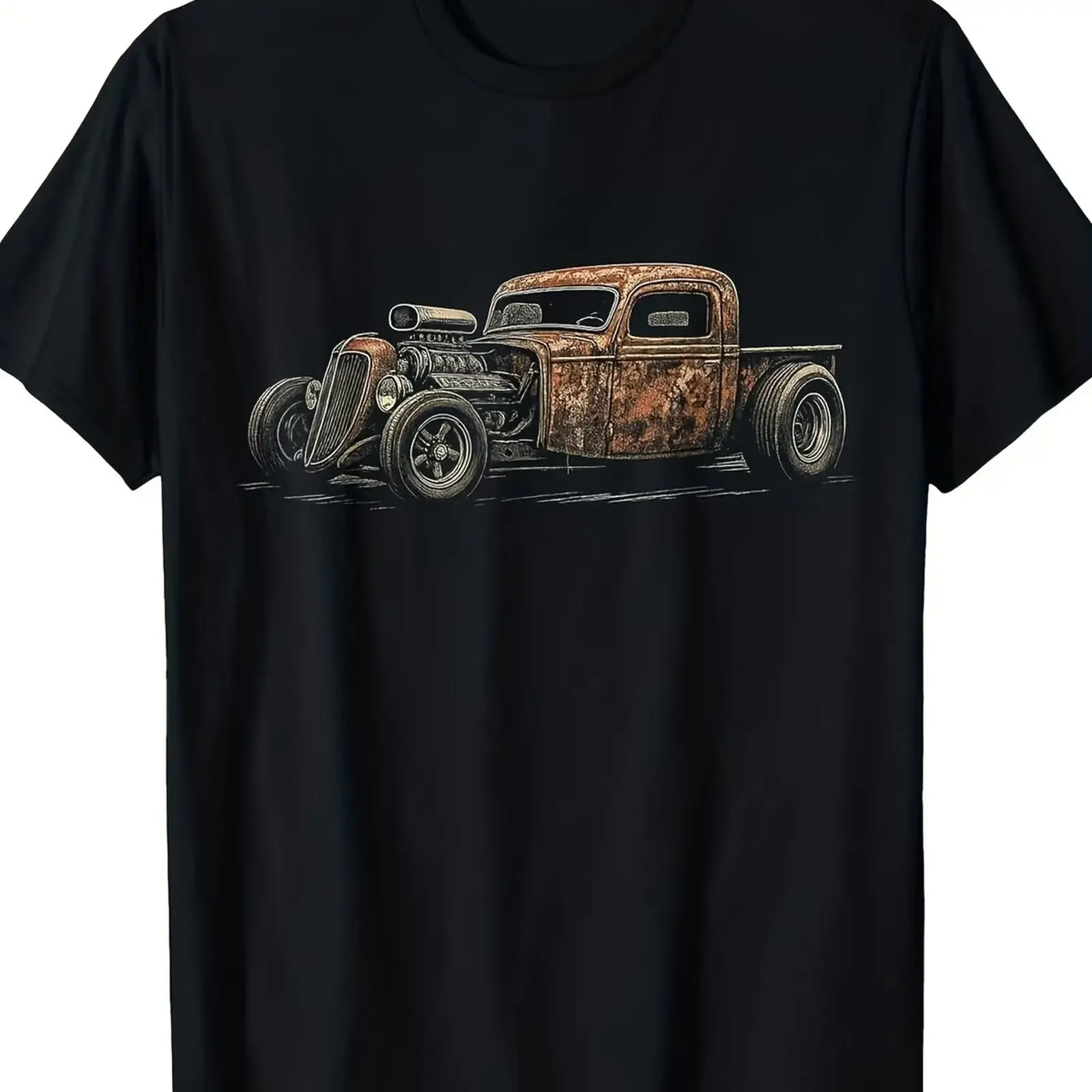Men'S Vintage Rat Rod Rust Bucket T Shirt Retro Hot Car Design So vintage Washed Breathable designer clothes Stretched graphic