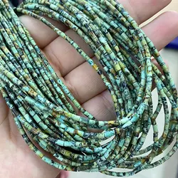 2*4mm Natural Stone Beads Square Round Cylinder African Turquoise for Jewelry Making Diy Bracelet Necklace Accessories 15inch