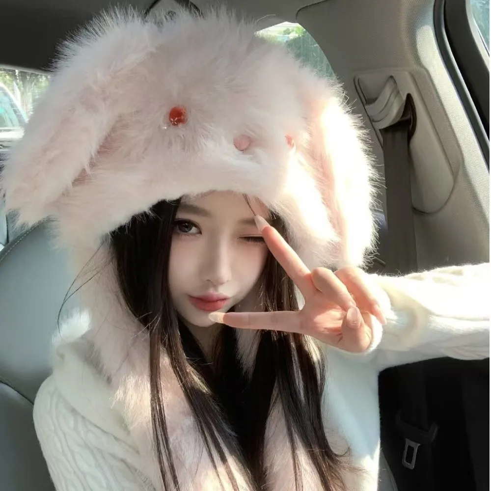 

Утолщенная теплая зимняя шапка с ушками, шерстяные шапочки, бархатная шапка-бомбер для защиты ушей, женская шапка-бомбер